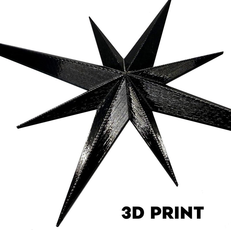 Stylor Mid Century Modern Decor, Mcm Retro 3D Star Art Wall Sculpture, Plastic Starburst Decor, Vintage Celestial Whimsigoth Home Decor Accent. (Set of 6, Black) - Image 3